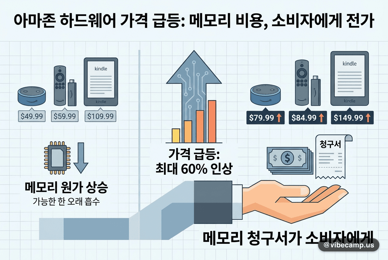 아마존, 에코·킨들 값 최대 60% 인상 — 메모리 청구서가 소비자에게