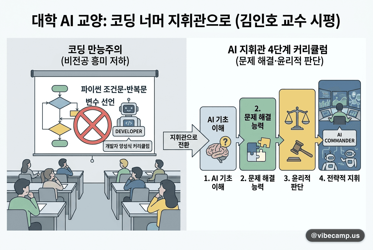 대학 AI 교양 '코딩 만능주의' 비판, 'AI 지휘관' 4단계 커리큘럼 제안