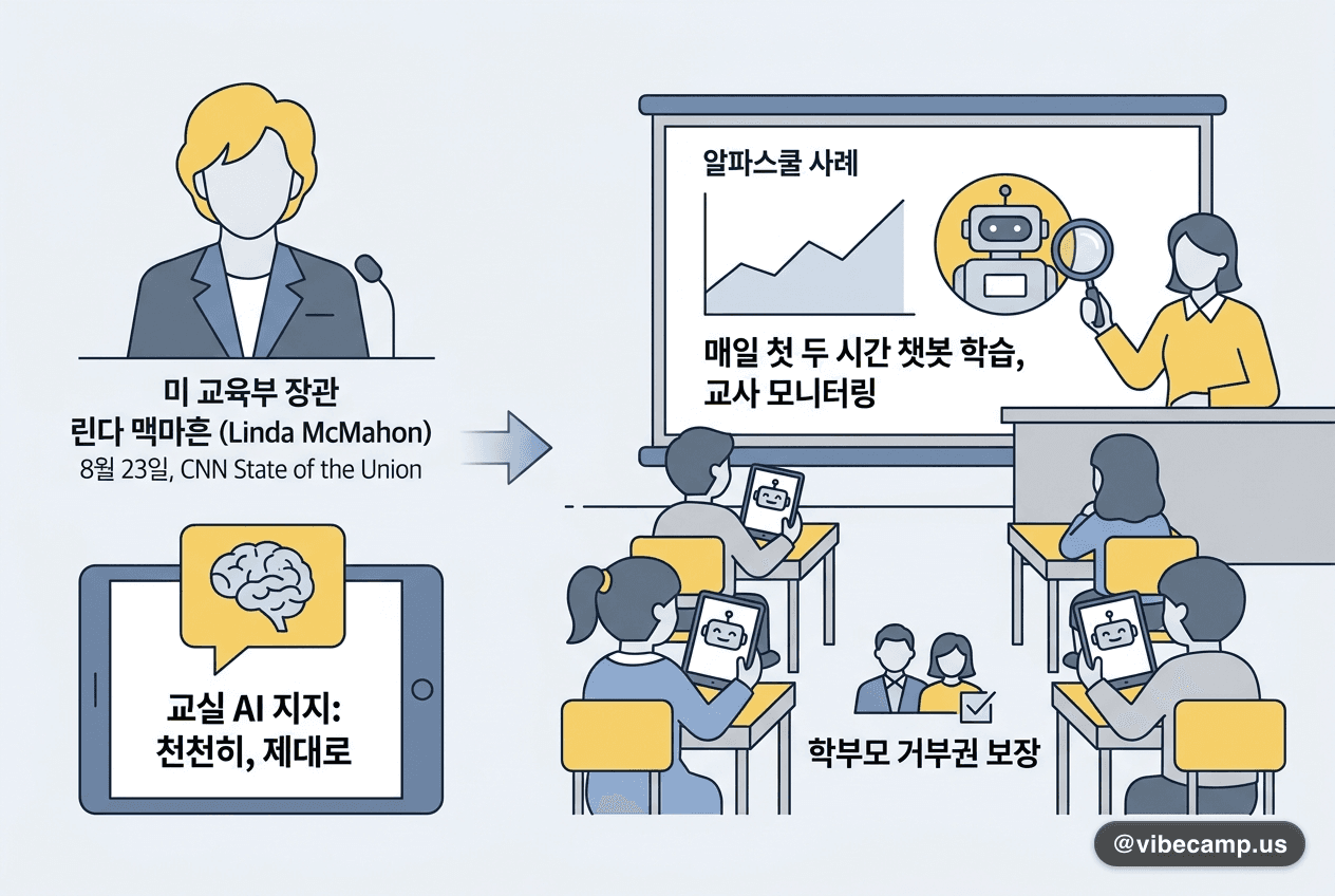 미 교육장관 '교실 AI 지지, 학부모엔 거부권' — 알파스쿨 사례 언급