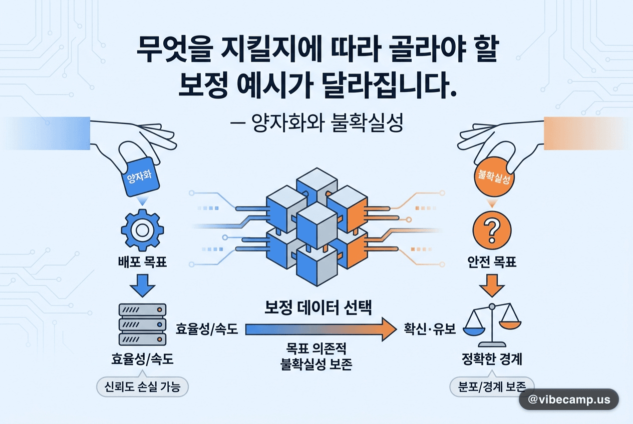 무엇을 지킬지에 따라 골라야 할 보정 예시가 달라집니다 — 양자화와 불확실성