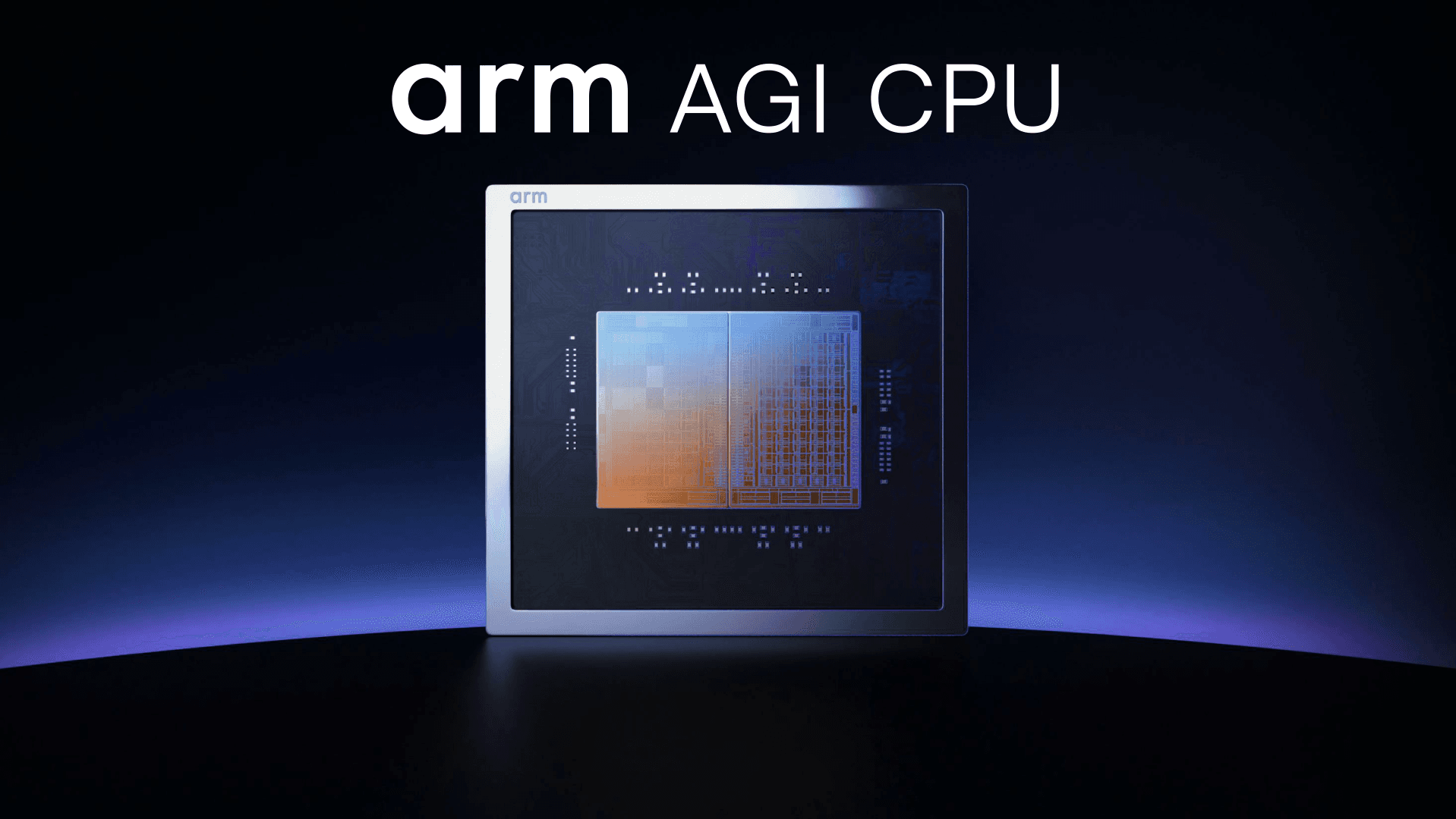 Hot Chips 2026에서 공개된 Arm의 첫 완제품 데이터센터 CPU 'AGI' 패키지 제품 이미지