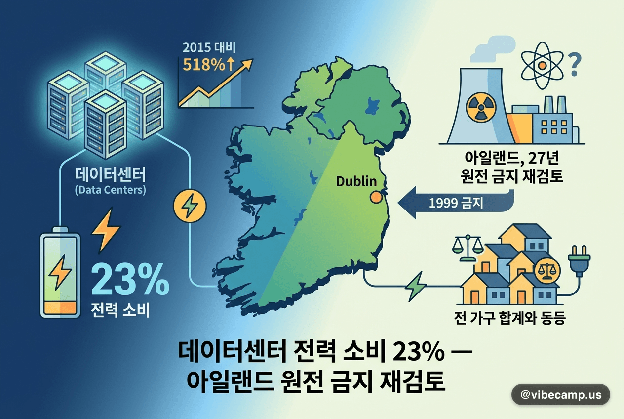 데이터센터가 전력 23% 소비 — 아일랜드, 27년 원전 금지 재검토