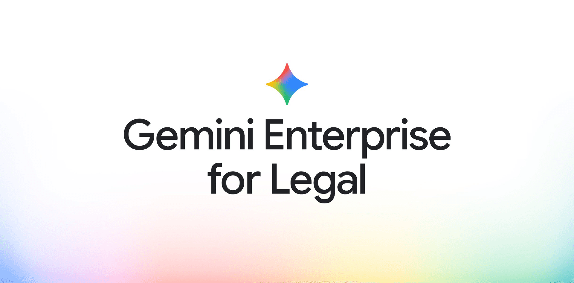 흰색 그라데이션 배경 위에 구글 제미나이의 별 모양 심볼과 'Gemini Enterprise for Legal' 문구가 적힌 발표용 키비주얼