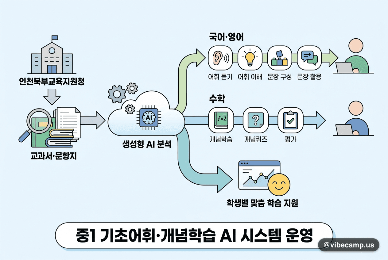 인천북부교육지원청, 중1 기초어휘·개념학습 AI 시스템 운영