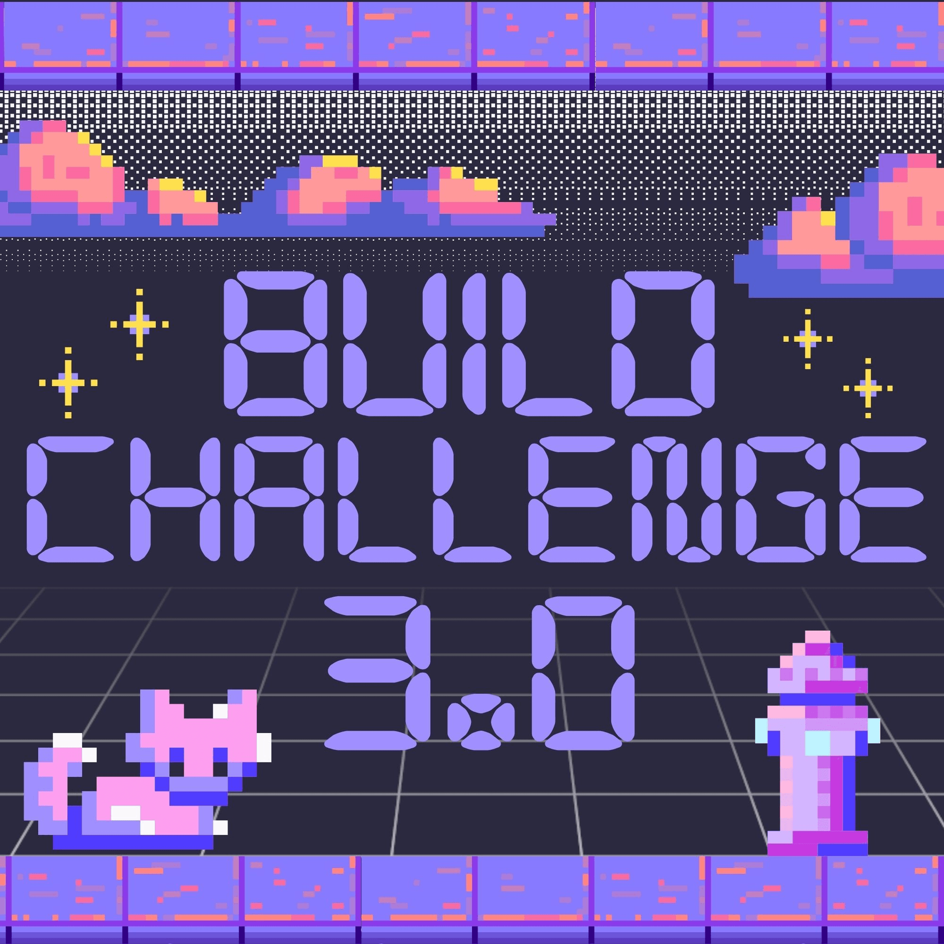 픽셀 아트 스타일로 'BUILD CHALLENGE 3.0' 문구를 새긴 ML Empowerment Build Challenge 3.0 공식 키 비주얼