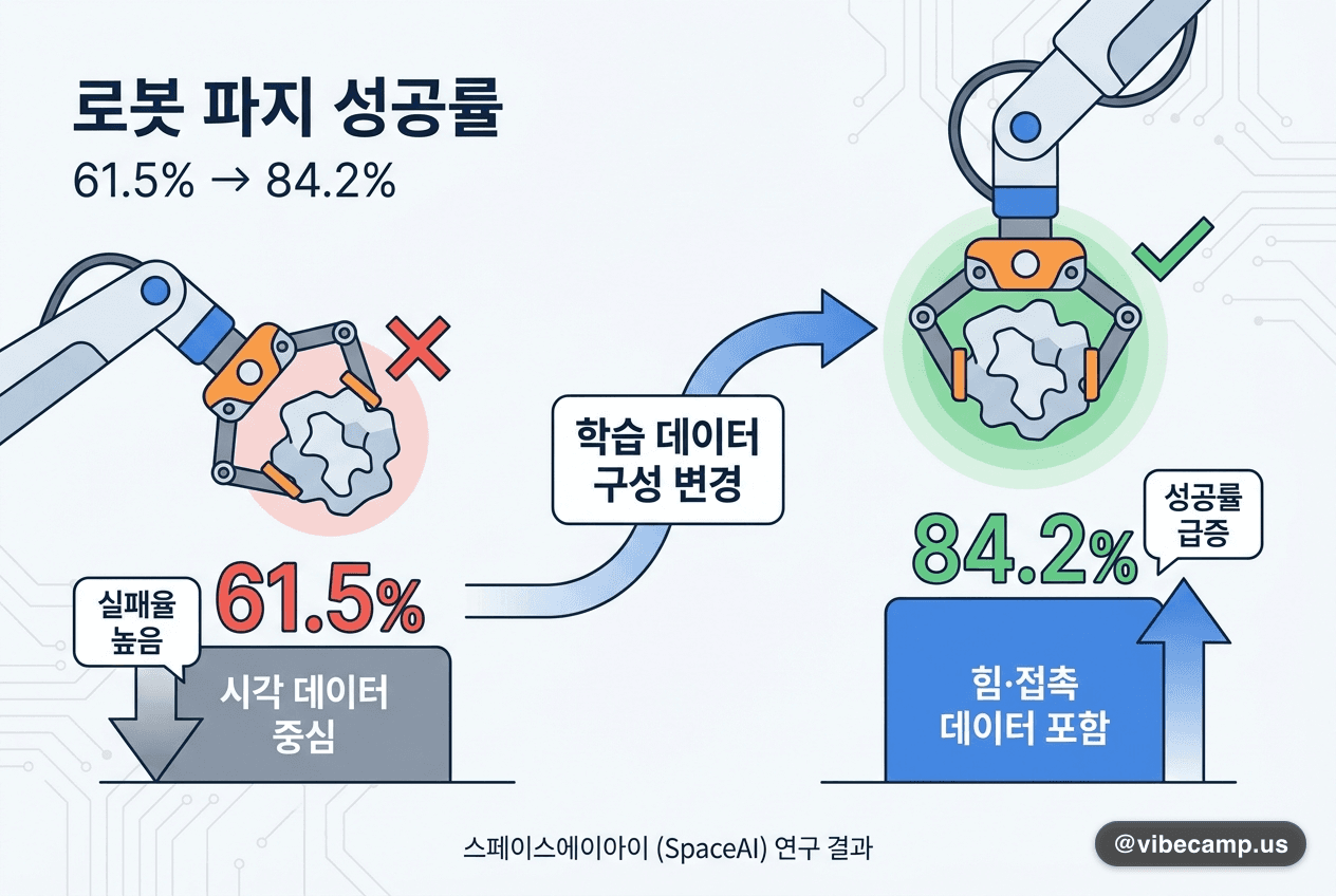 로봇은 눈이 아니라 힘에서 실패한다, 파지 성공률 61.5%→84.2%