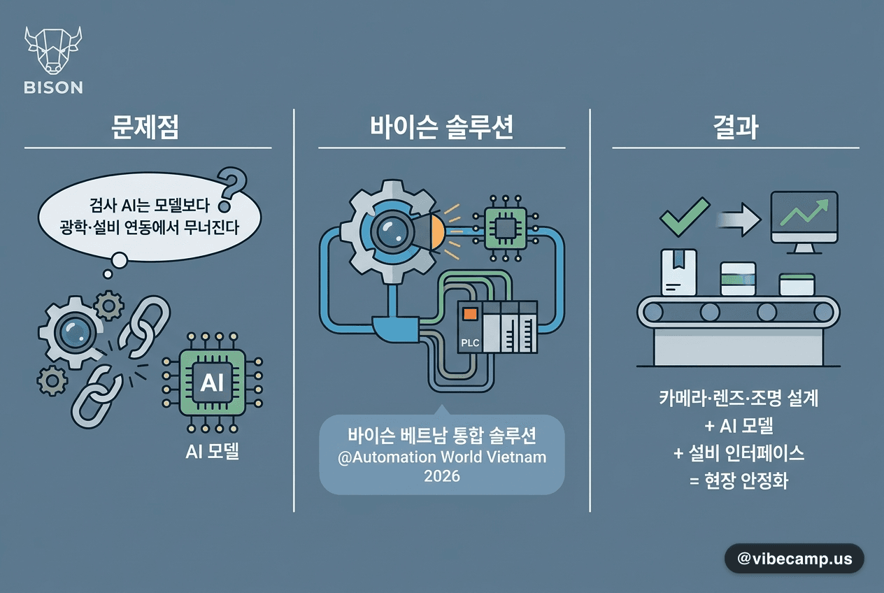 검사 AI는 모델보다 광학·설비 연동에서 무너진다 — 바이슨 베트남