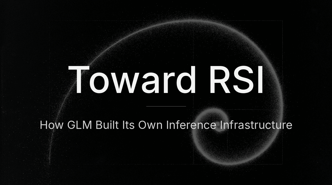 'Toward RSI — How GLM Built Its Own Inference Infrastructure' 문구가 담긴 z.ai 블로그 대표 이미지