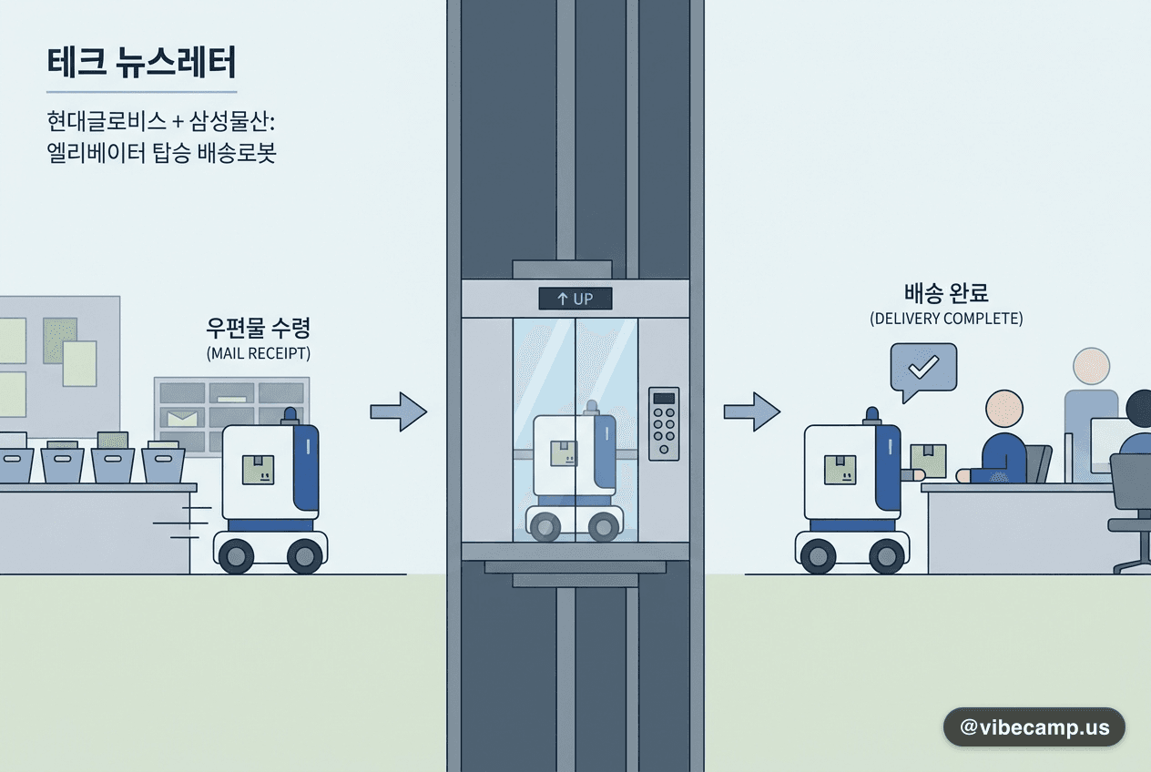 현대글로비스·삼성물산, 엘리베이터 타고 자리까지 오는 배송로봇 만든다