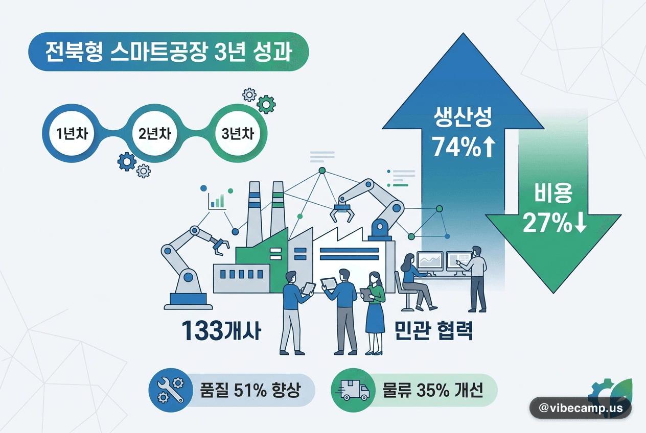 전북형 스마트공장 3년 성과, 133개사 생산성 74%↑·비용 27%↓