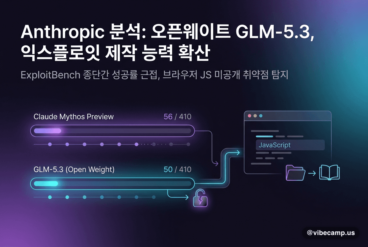 Anthropic 분석 — 오픈웨이트 GLM-5.3, 익스플로잇 제작 능력 확산