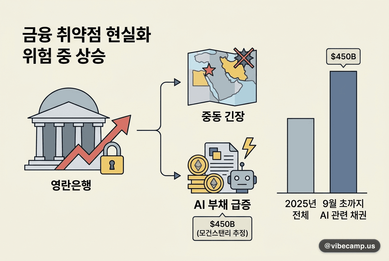 영란은행 "금융 취약점 현실화 위험 상승"…중동 긴장·AI 부채 급증 지목