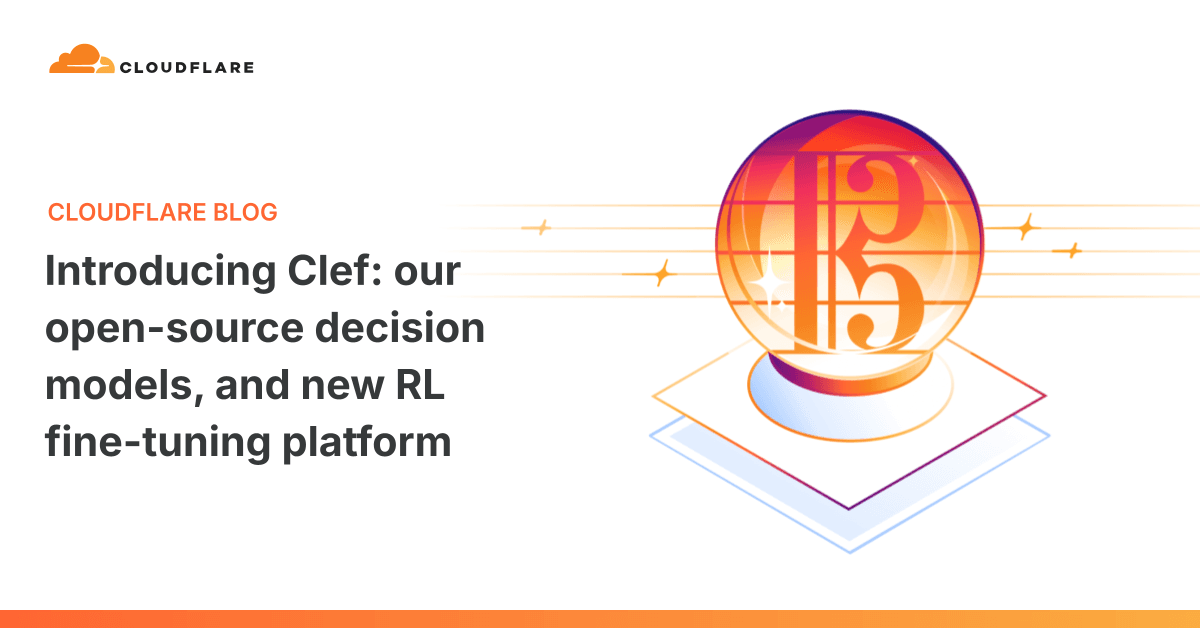 Cloudflare 블로그 'Introducing Clef' 대표 이미지 — 음자리표가 담긴 수정구슬 일러스트