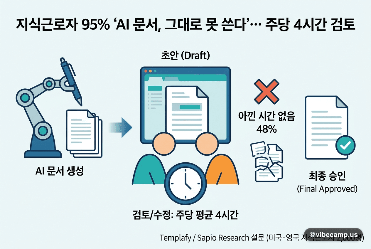 지식근로자 95% "AI 문서, 그대로 못 쓴다"… 주당 4시간 검토