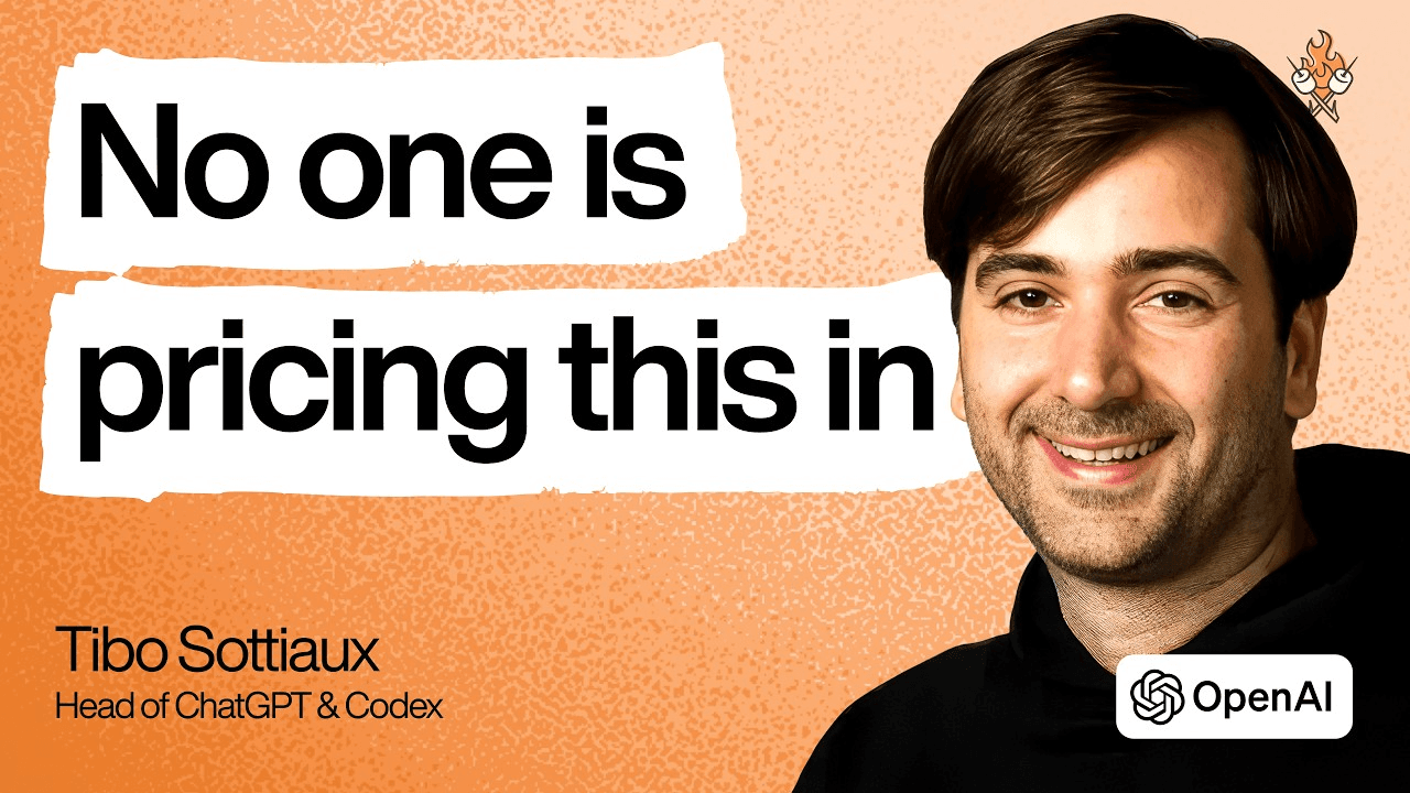 Lenny's Podcast 썸네일 — OpenAI ChatGPT·Codex 총괄 Tibo Sottiaux와 'No one is pricing this in' 문구