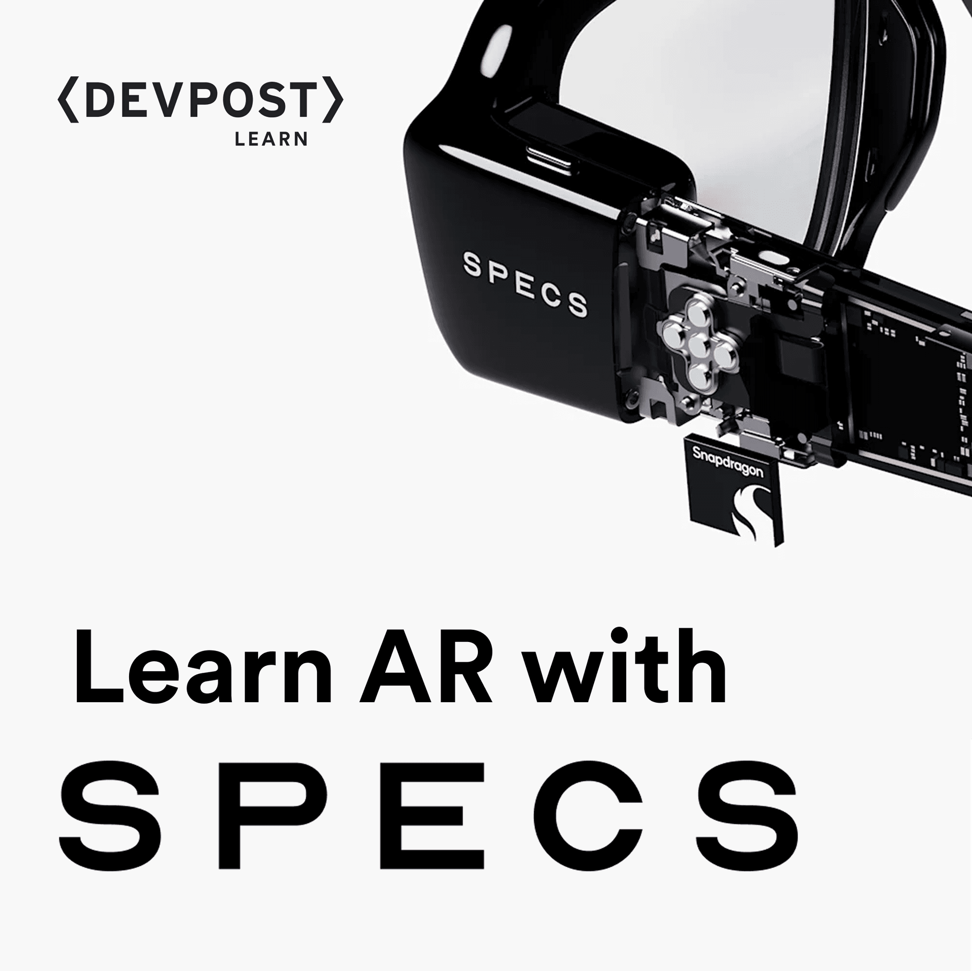 Devpost 'Learn AR with SPECS' 챌린지 썸네일 — Snap Spectacles AR 글래스 클로즈업