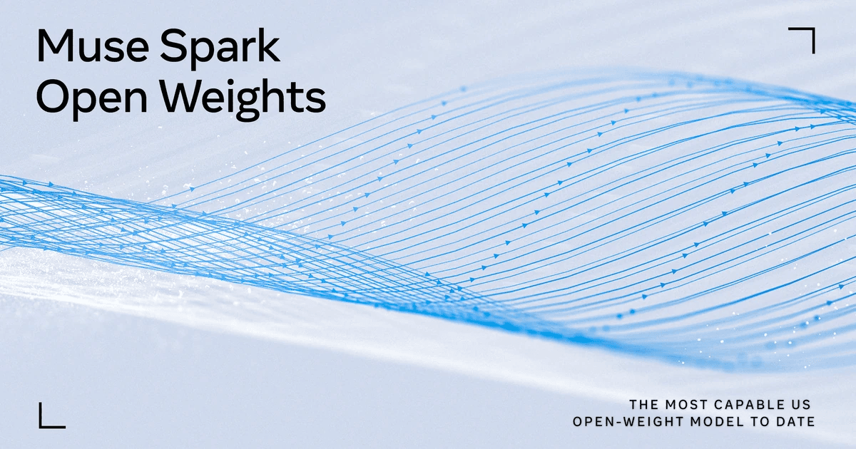 'Muse Spark Open Weights' 문구와 파란 물결 선 그래픽