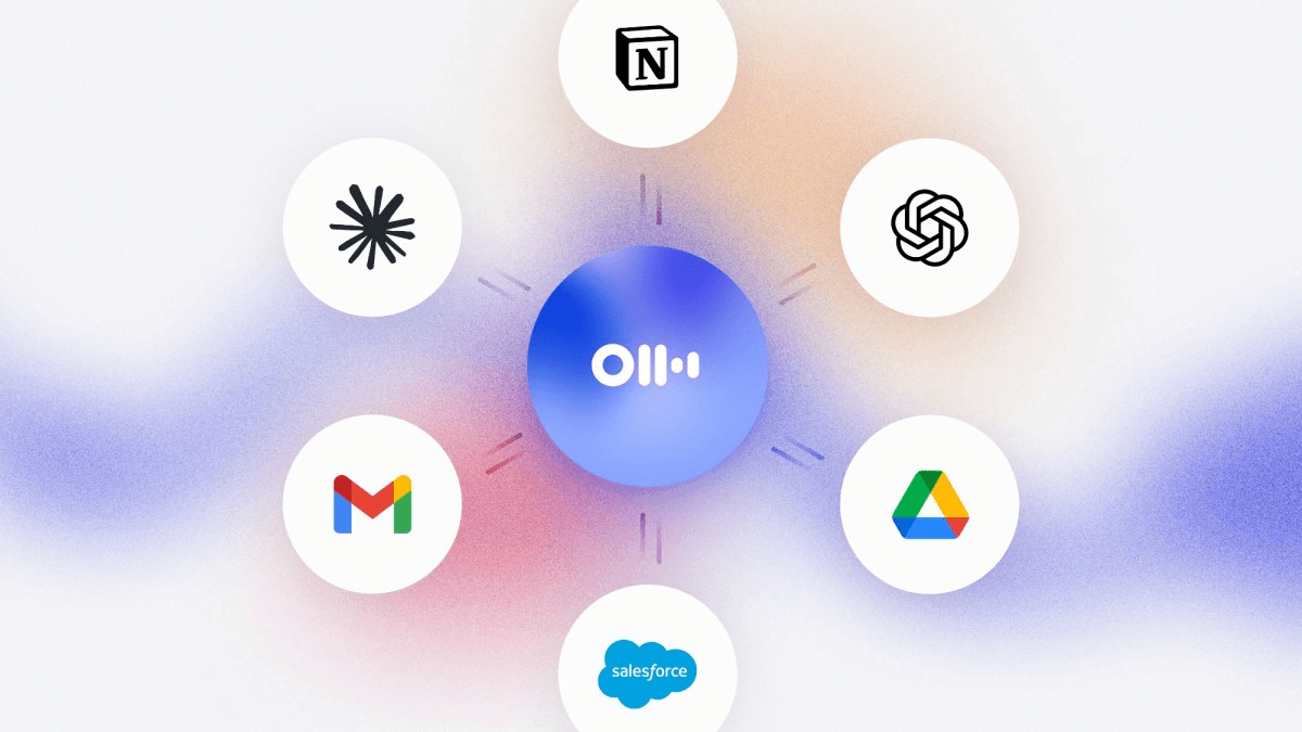 Otter.ai 로고와 연동 서비스(Notion·Gmail·Google Drive·Salesforce 등)를 표현한 그래픽