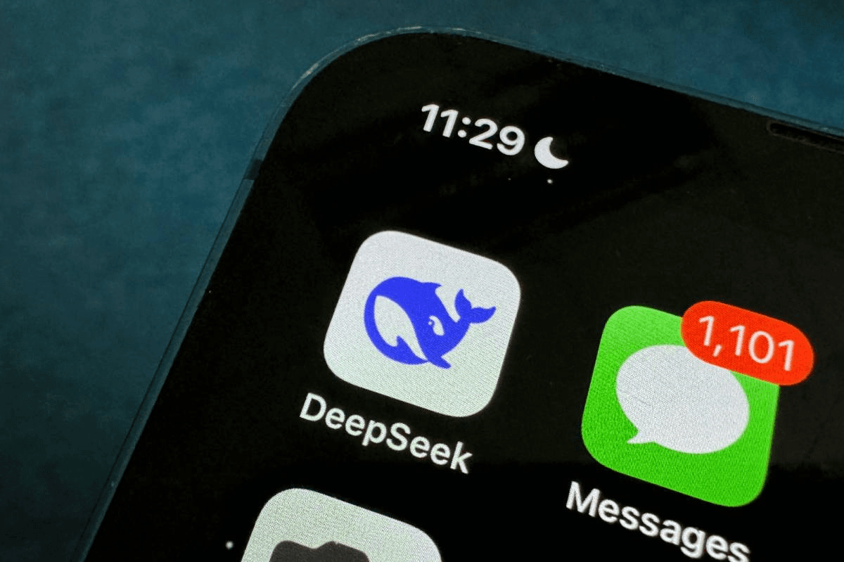 스마트폰 홈 화면의 DeepSeek 앱 아이콘