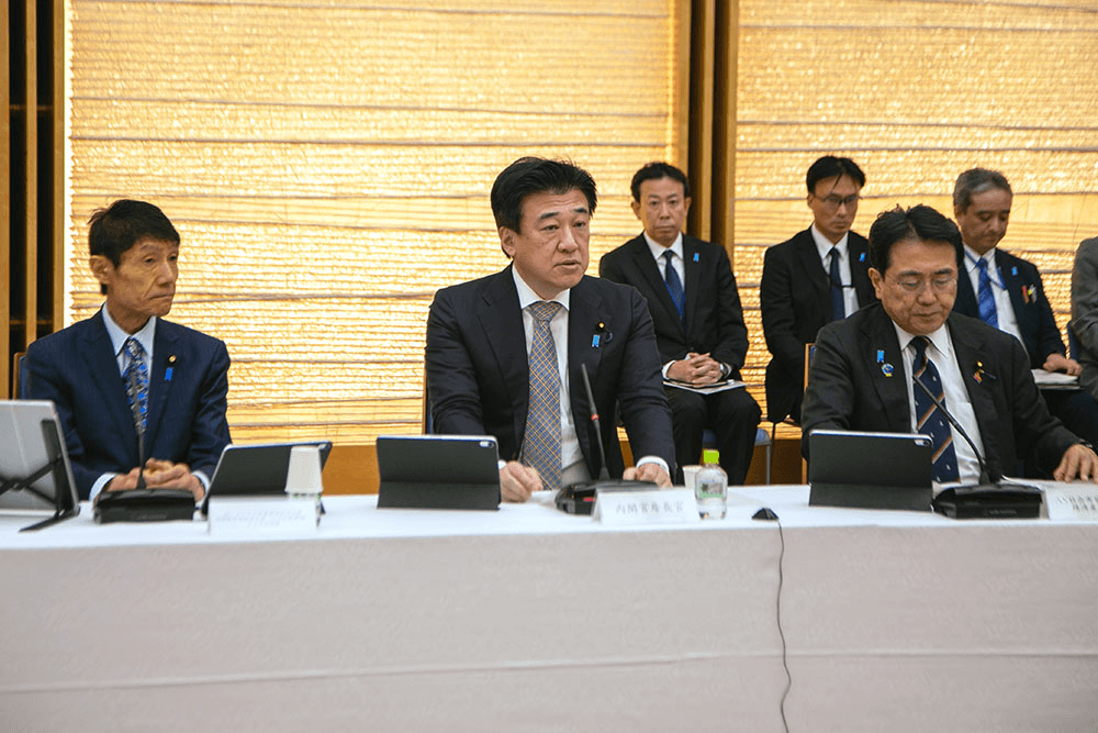 일본 총리관저에서 열린 AI·디지털 개혁추진회의 회의 장면