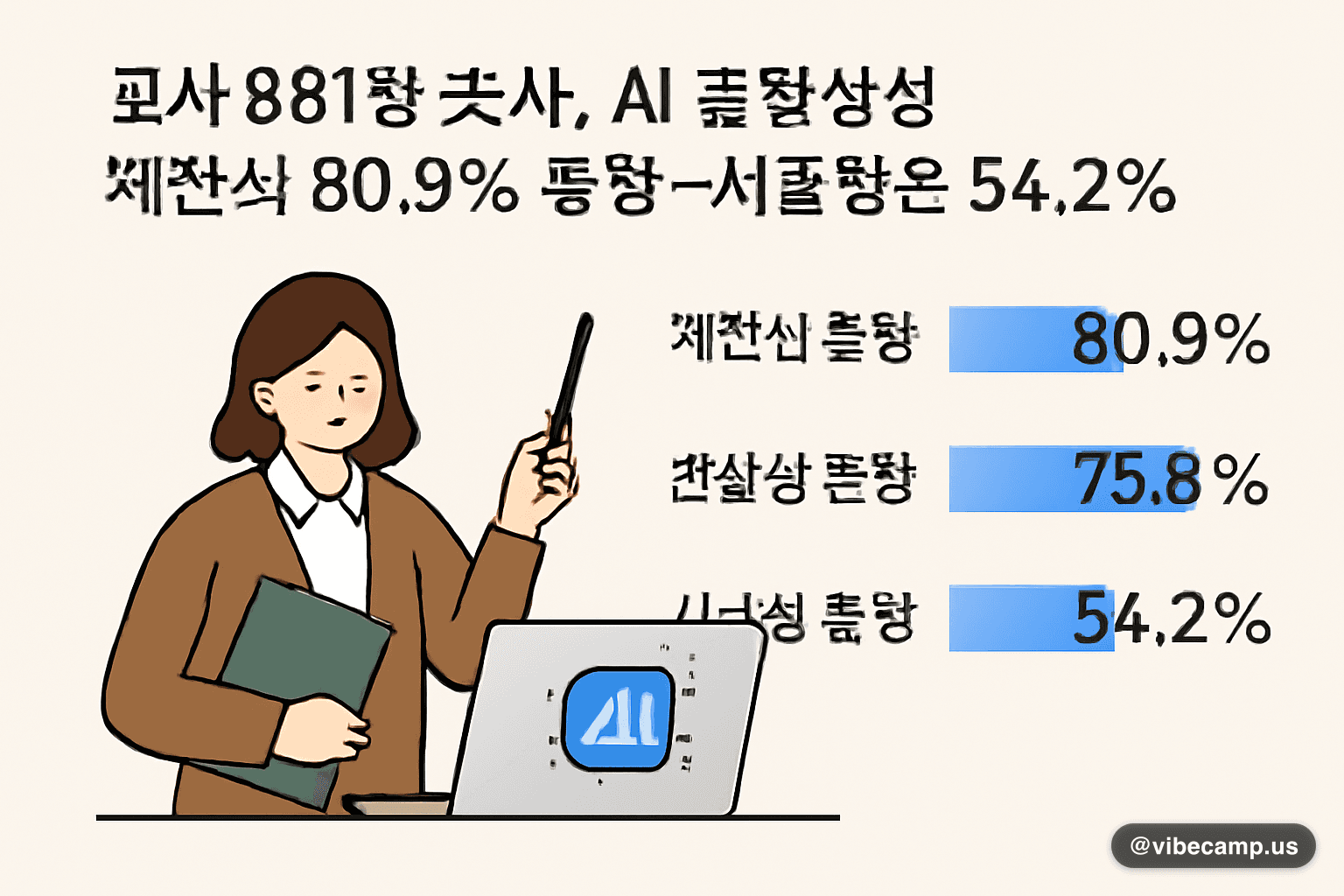 교사 861명 조사, AI 문항생성 객관식 80.9% 긍정…서술형은 54.2%
