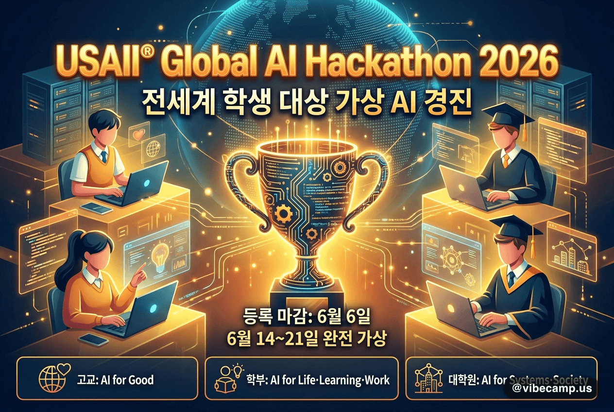 USAII Global AI Hackathon 2026 — 전세계 학생 대상 가상 AI 경진 (등록 6/6 마감)