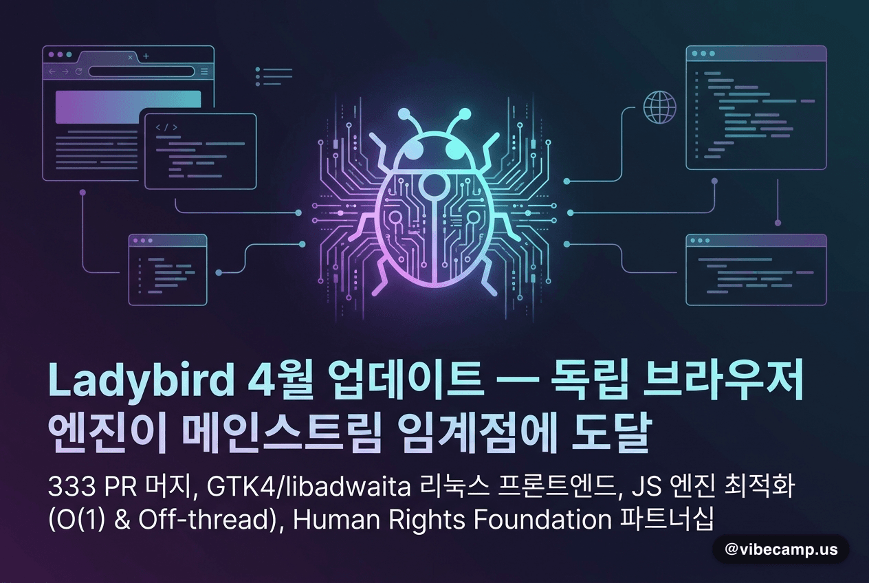 Ladybird 4월 업데이트 — 독립 브라우저 엔진이 메인스트림 임계점에 도달
